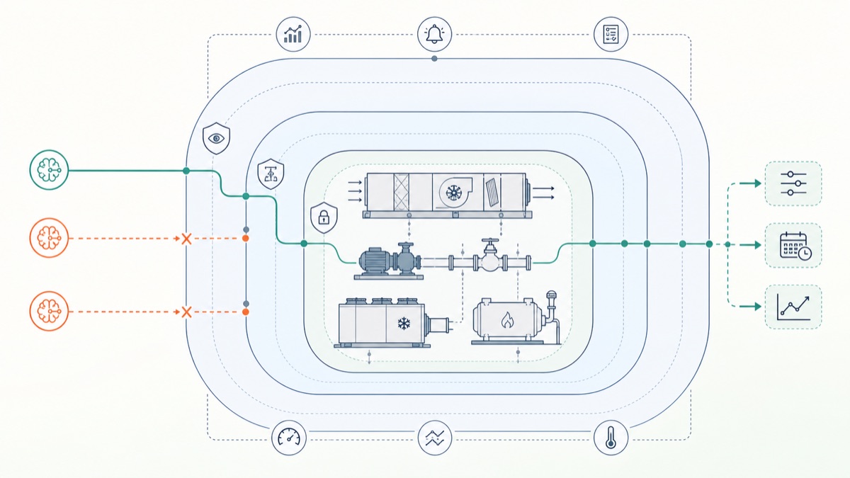 Nested HVAC safety layers protecting equipment from non-approved supervisory actions