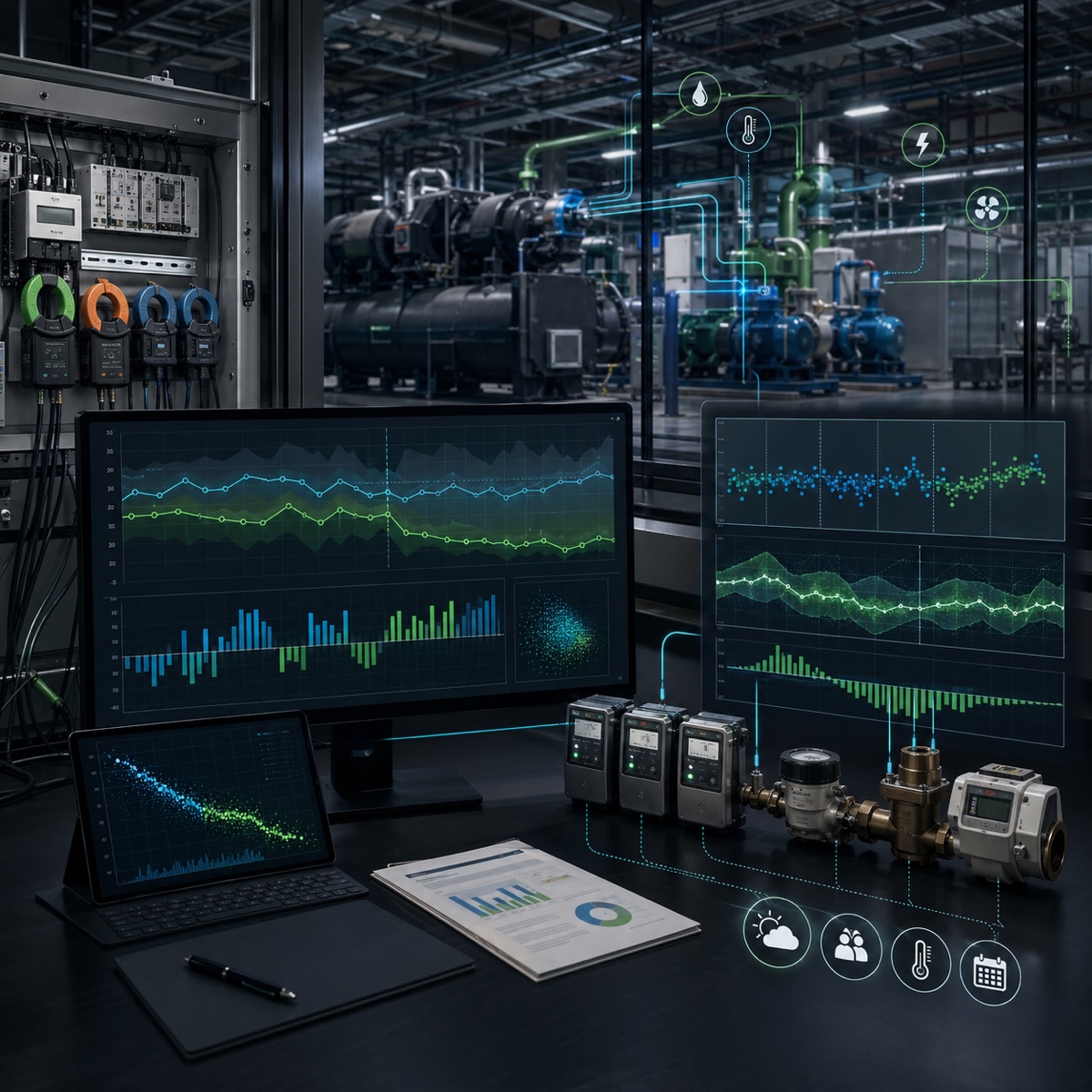 HVAC optimization savings measurement with BMS trends, utility data, and comparable operating windows